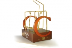 Canadian Club Bottle PourerMetal electroplated frame, custom cut wood letters and a wood pedestal base
