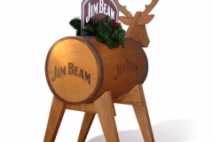 Jim Beam Holiday Display<br/>Wood deer holiday display with barrel as body