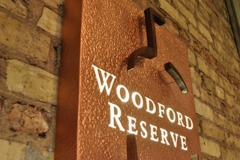 Woodford Reserve Wall Sign <br/>Resin molded sign body, Wood bottle shape, LED backlit